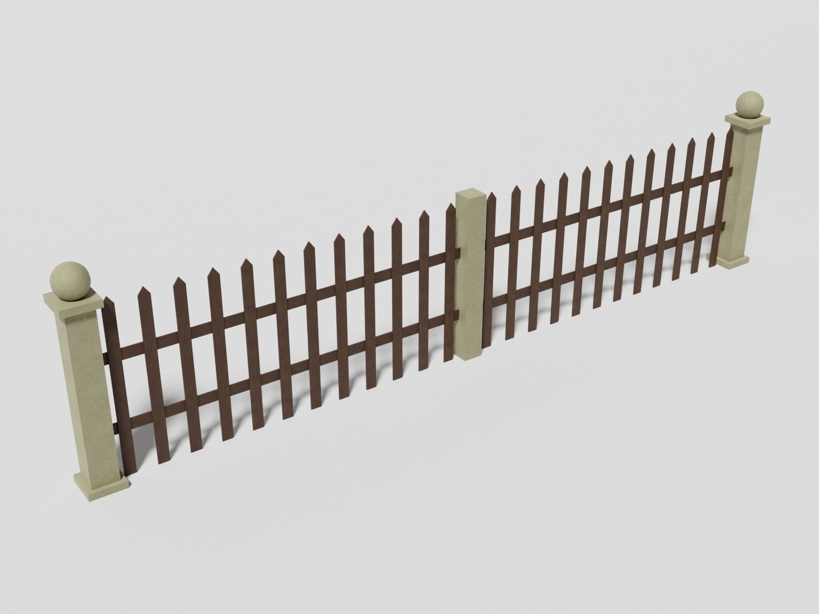 Garden fence Low-poly 3D model_3