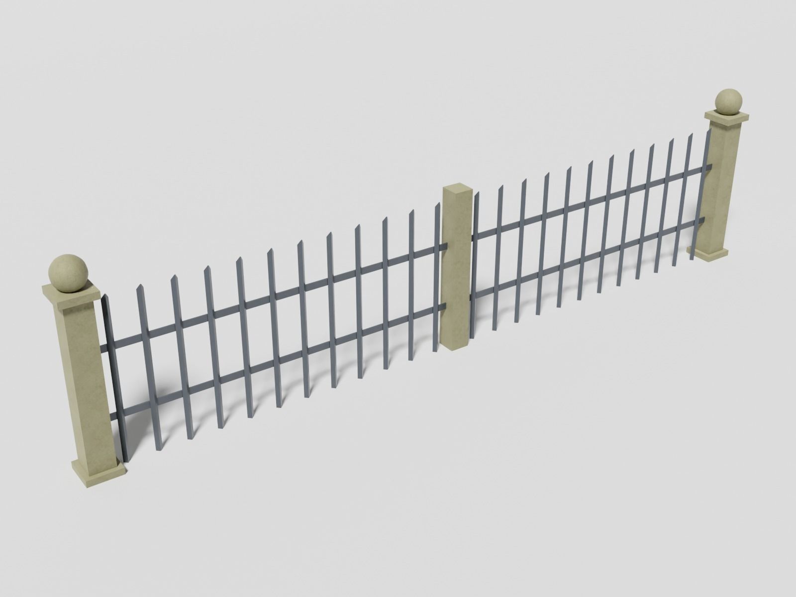 Garden fence Low-poly 3D model_2