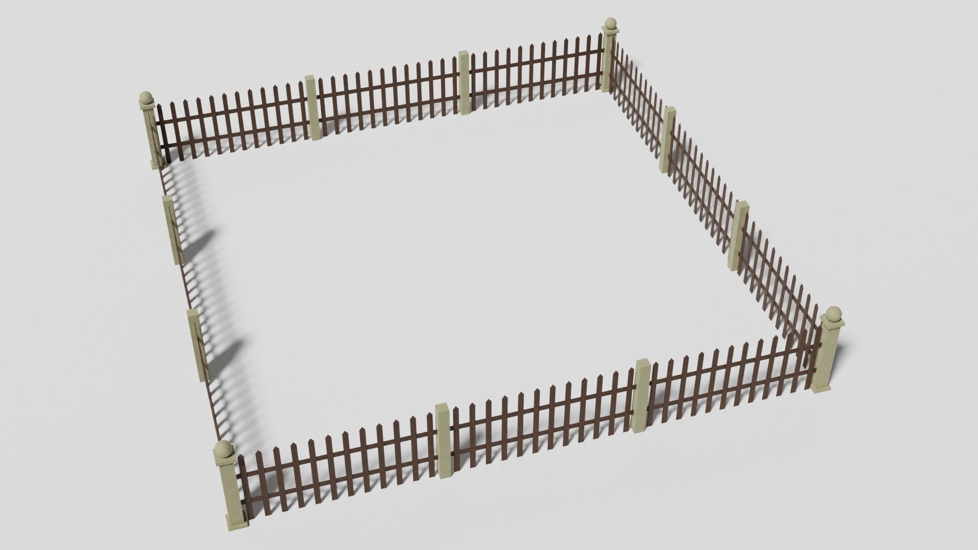 Garden fence Low-poly 3D model_1