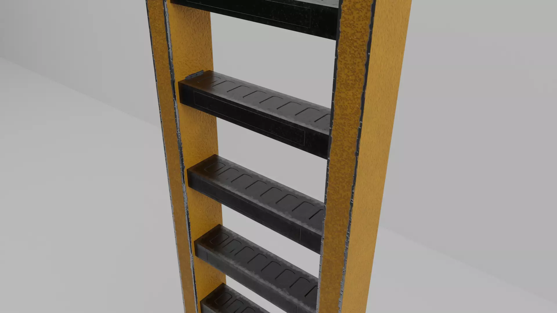 Game ready industrial ladder Low-poly 3D model_0