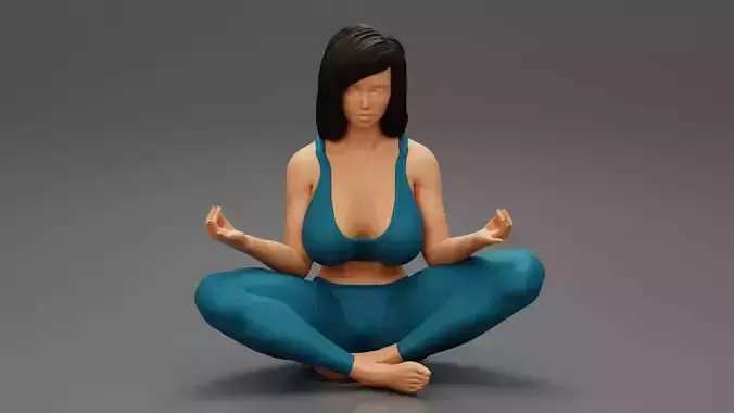 Pretty Woman Doing Yoga Meditation 3D print model