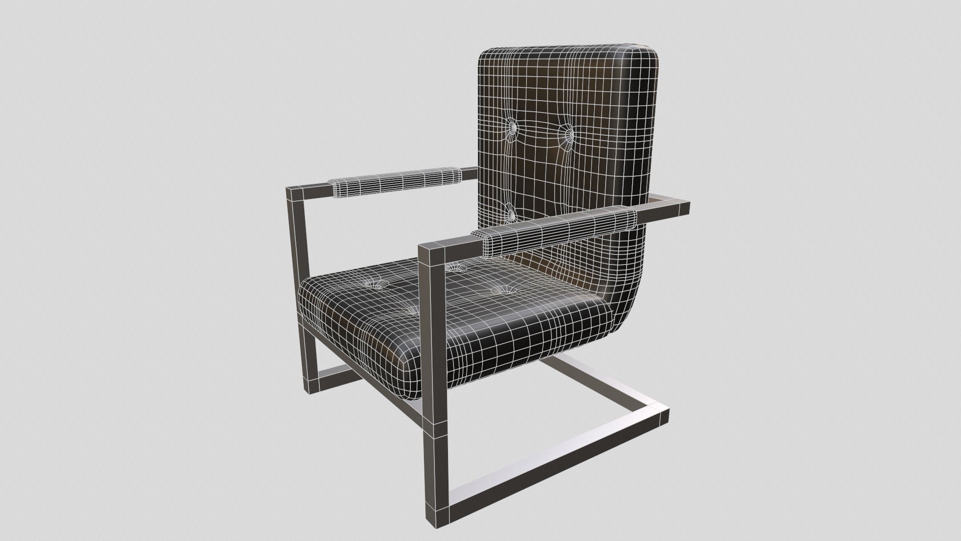 Office Seating Low-poly 3D model_7