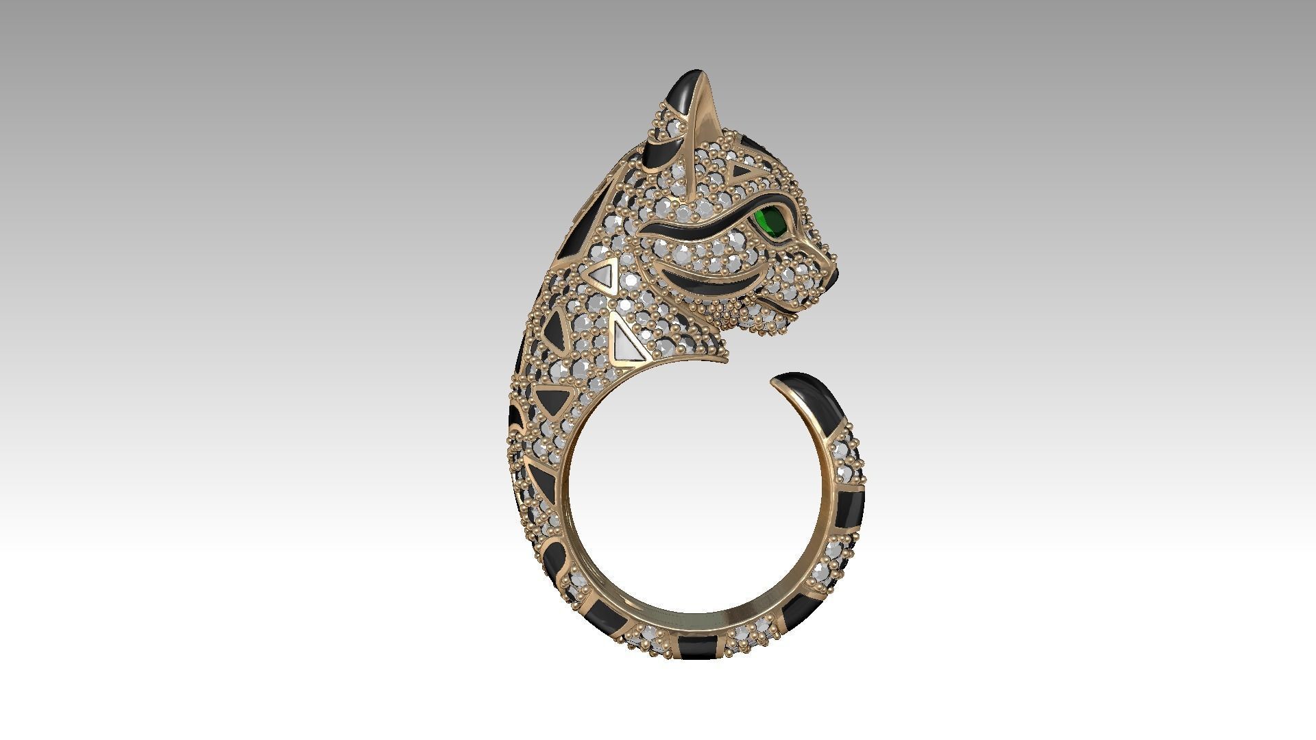 Cat jewelry ring 3D print model_6