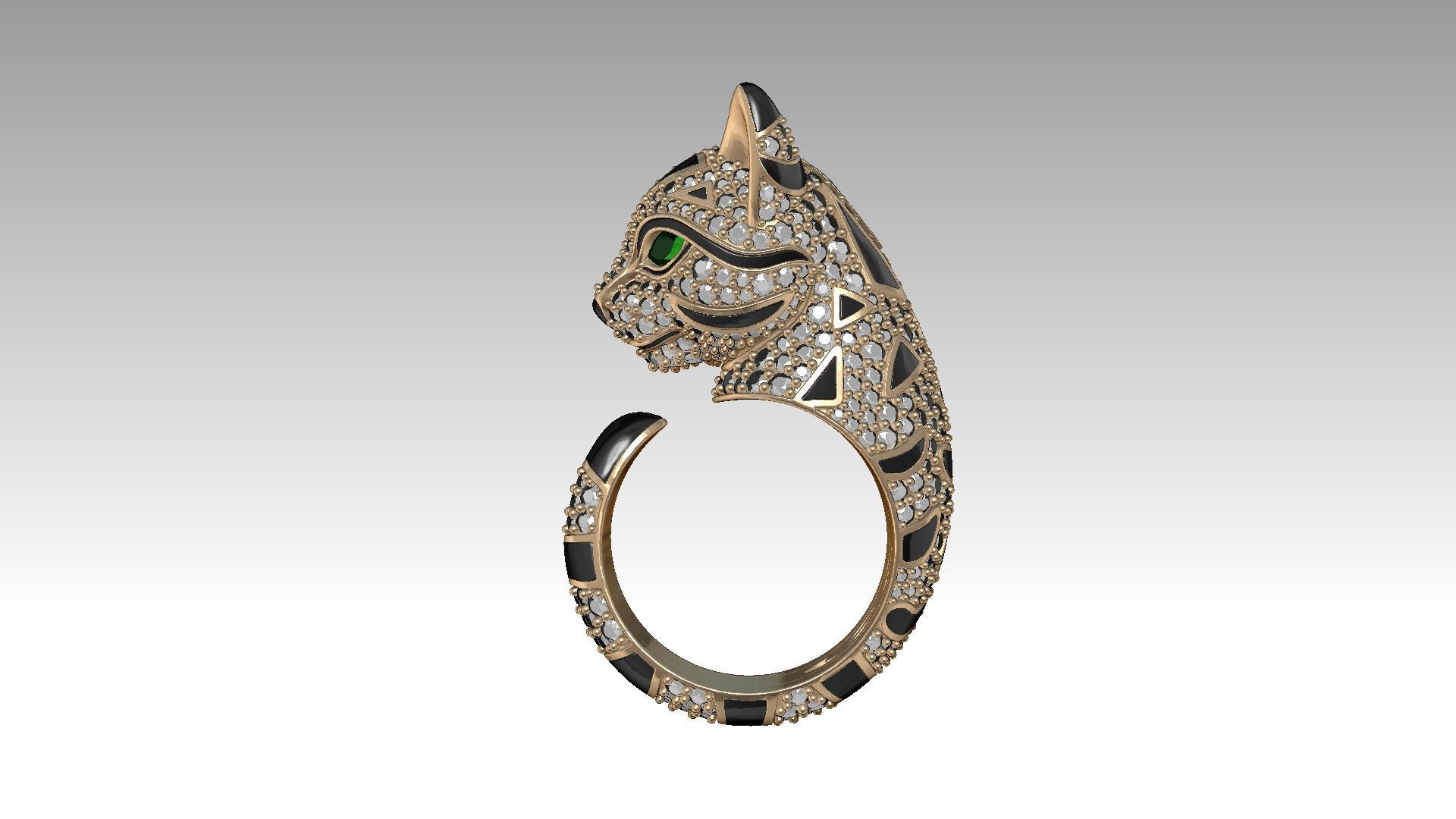 Cat jewelry ring 3D print model_2