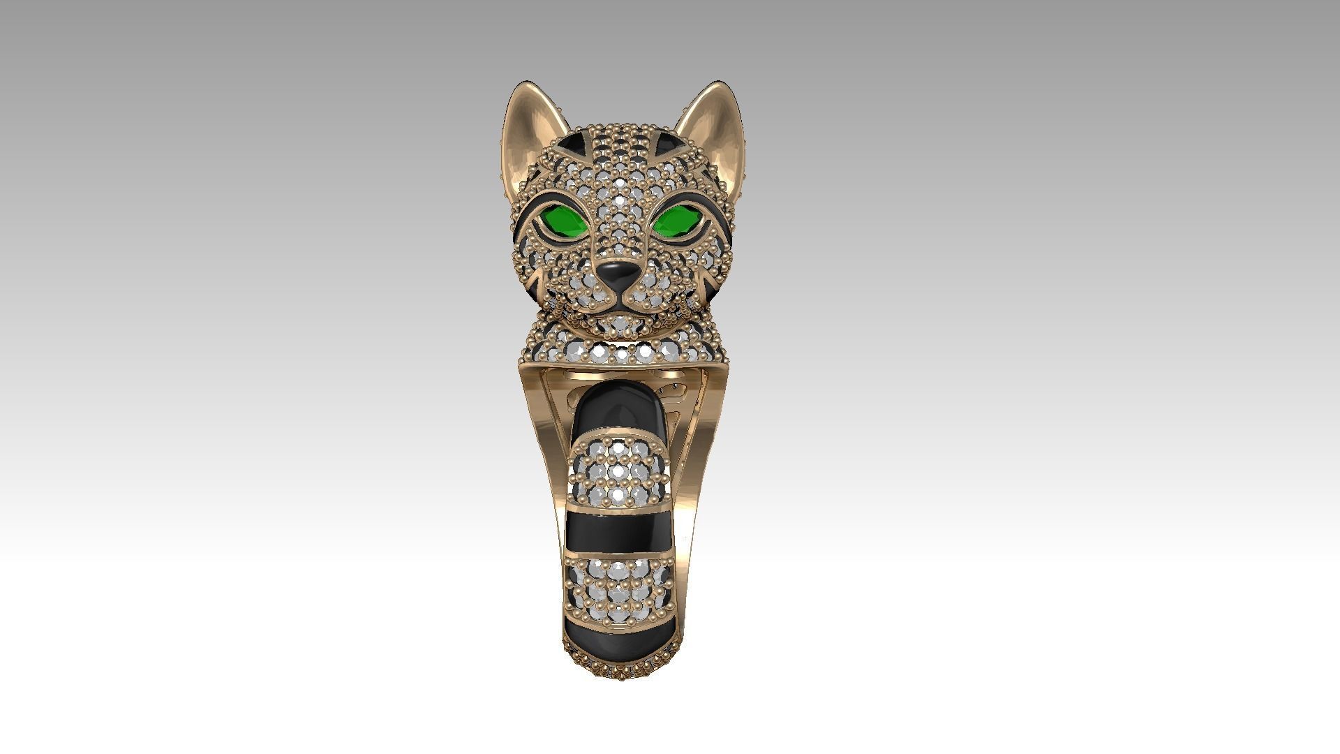 Cat jewelry ring 3D print model_4