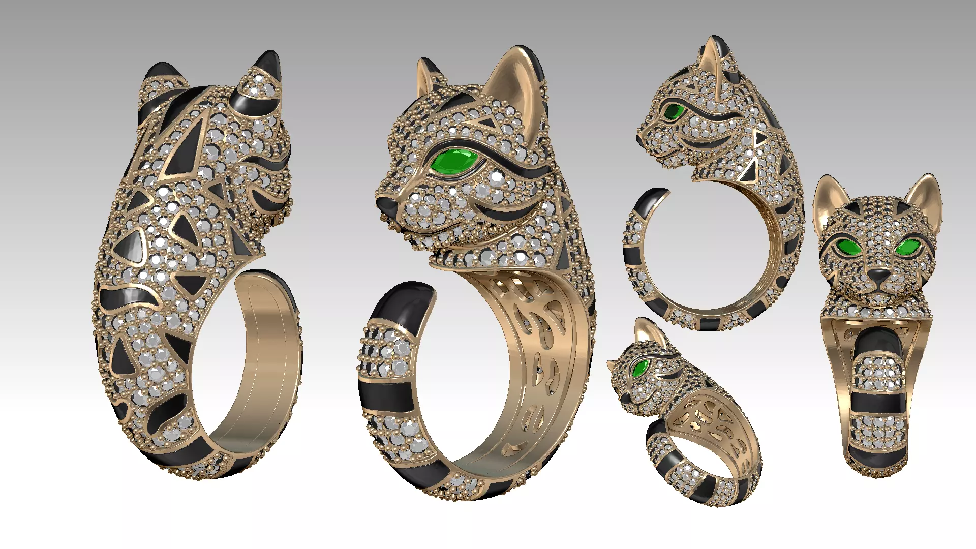 Cat jewelry ring 3D print model_0