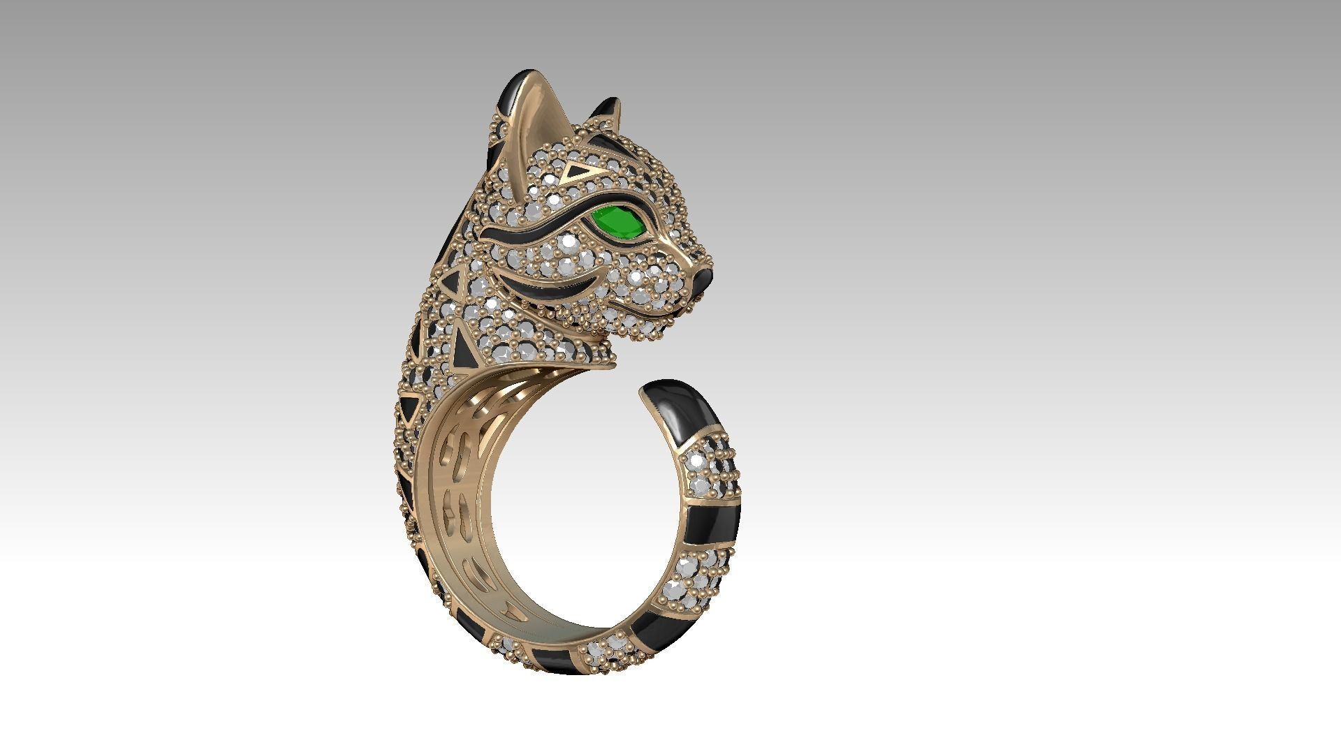Cat jewelry ring 3D print model_5