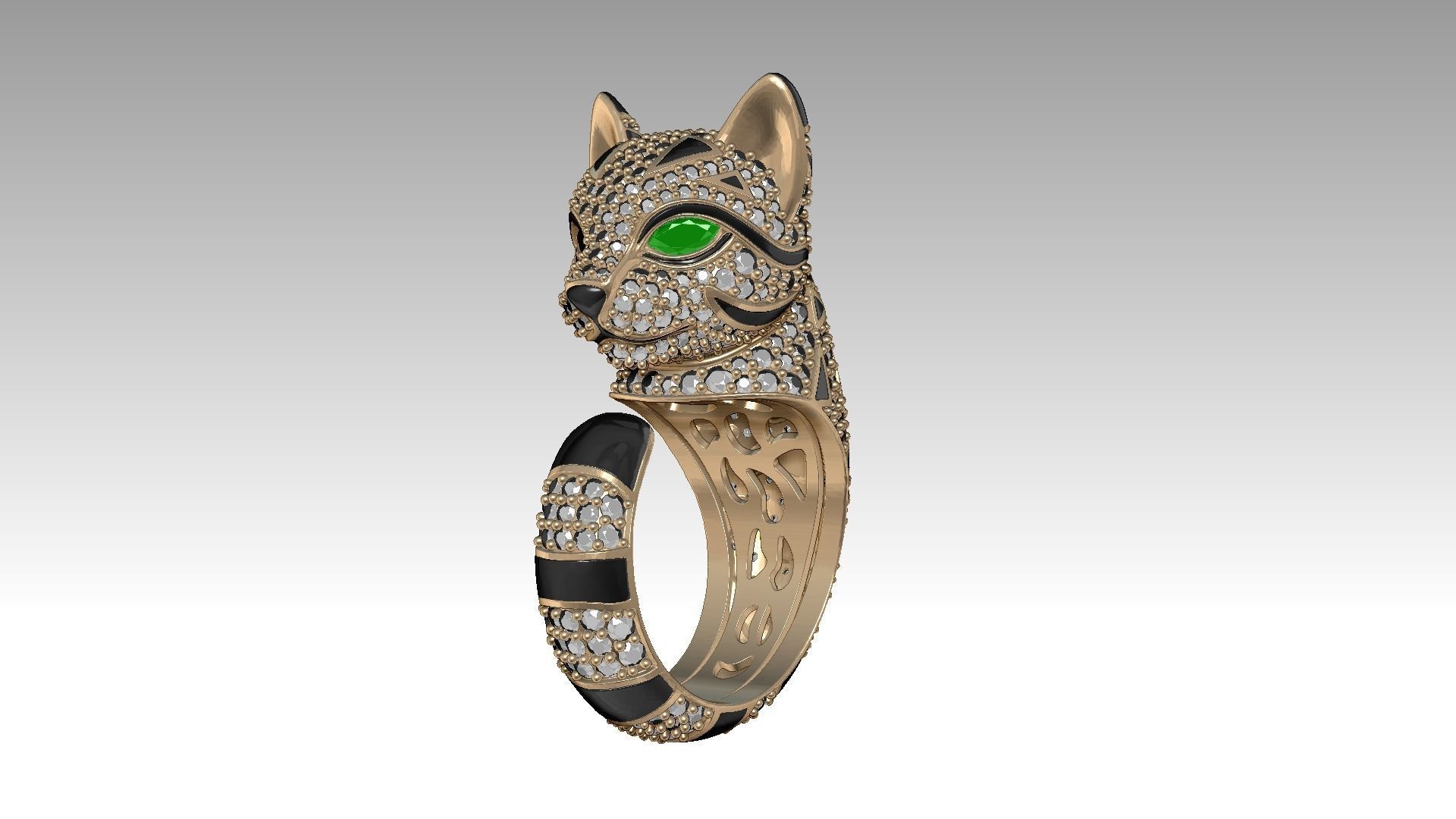 Cat jewelry ring 3D print model_3