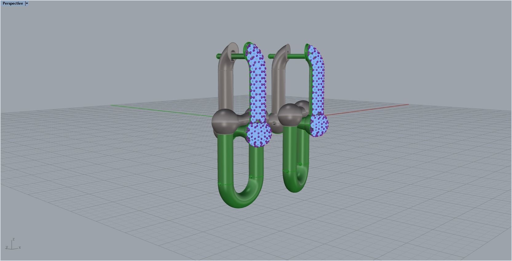 tiffany earrings with large links with bright diamonds 3D print model_24