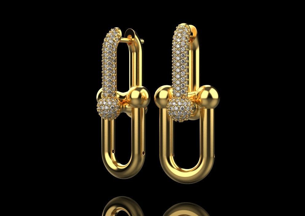 tiffany earrings with large links with bright diamonds 3D print model_8