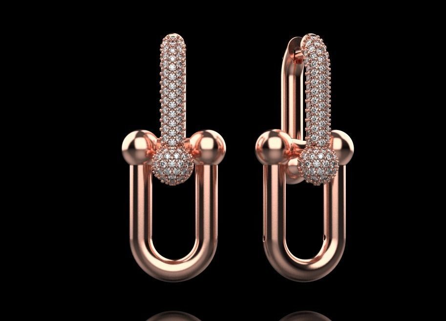 tiffany earrings with large links with bright diamonds 3D print model_19