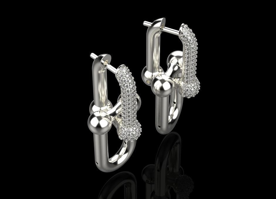 tiffany earrings with large links with bright diamonds 3D print model_18