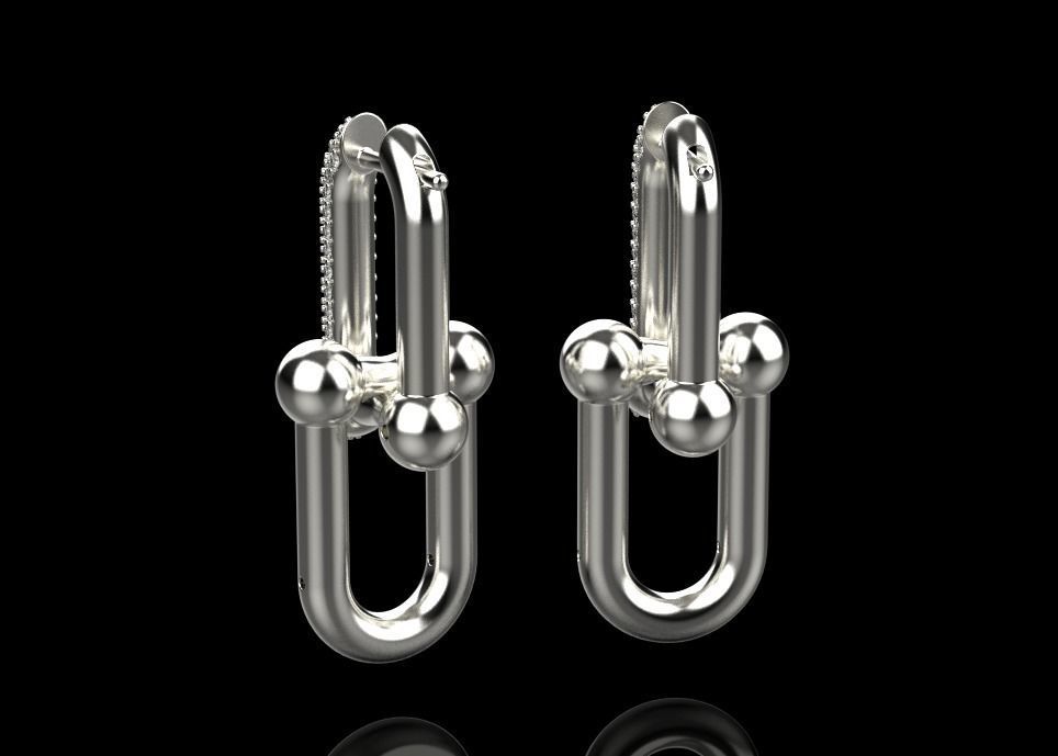 tiffany earrings with large links with bright diamonds 3D print model_17
