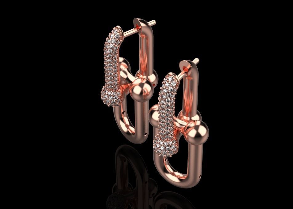 tiffany earrings with large links with bright diamonds 3D print model_20