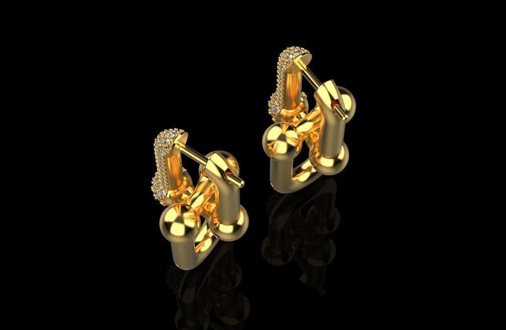 tiffany earrings with large links with bright diamonds 3D print model_11