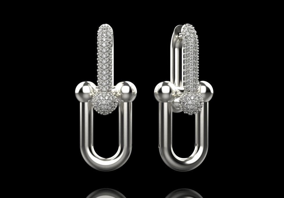 tiffany earrings with large links with bright diamonds 3D print model_15
