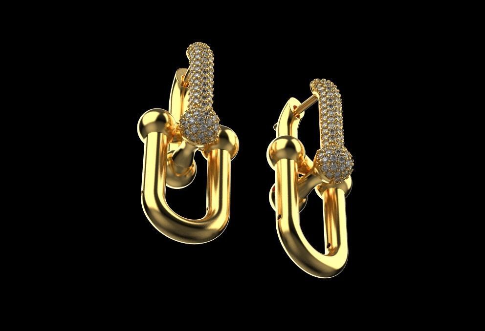 tiffany earrings with large links with bright diamonds 3D print model_13