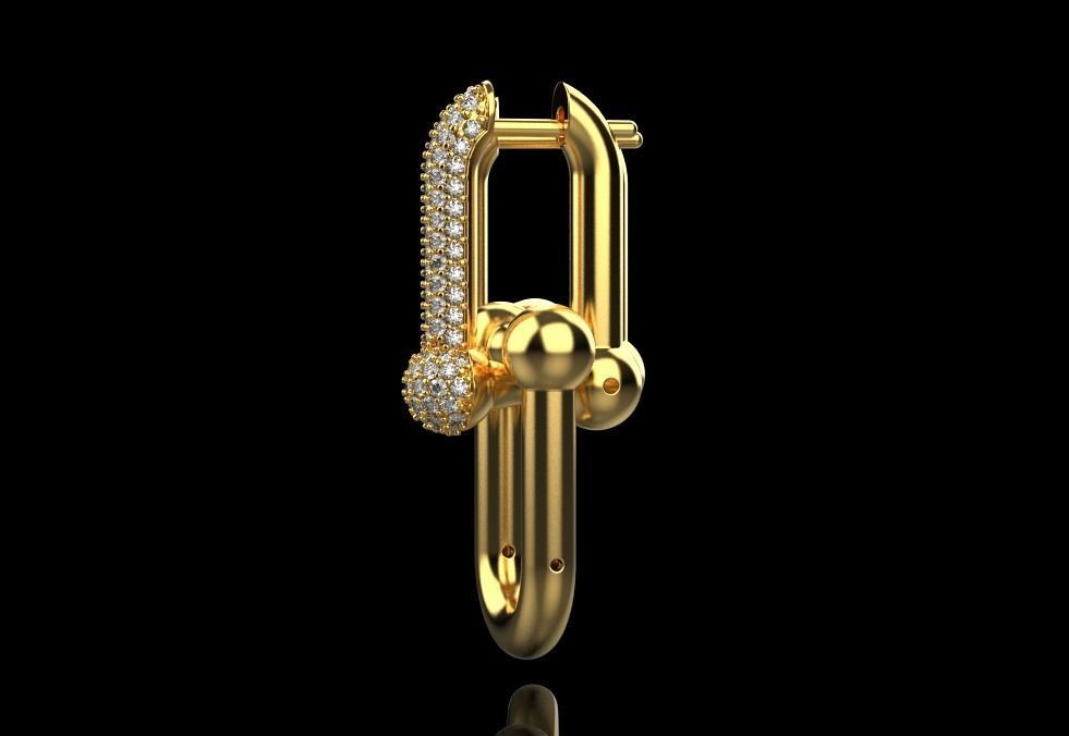 tiffany earrings with large links with bright diamonds 3D print model_9