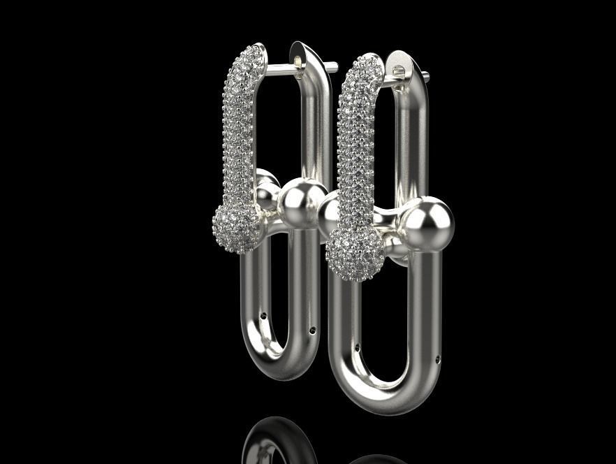 tiffany earrings with large links with bright diamonds 3D print model_16