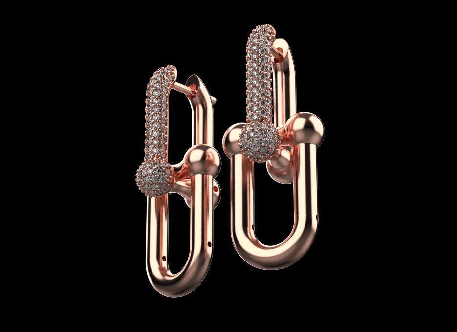tiffany earrings with large links with bright diamonds 3D print model_23