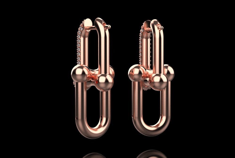 tiffany earrings with large links with bright diamonds 3D print model_21