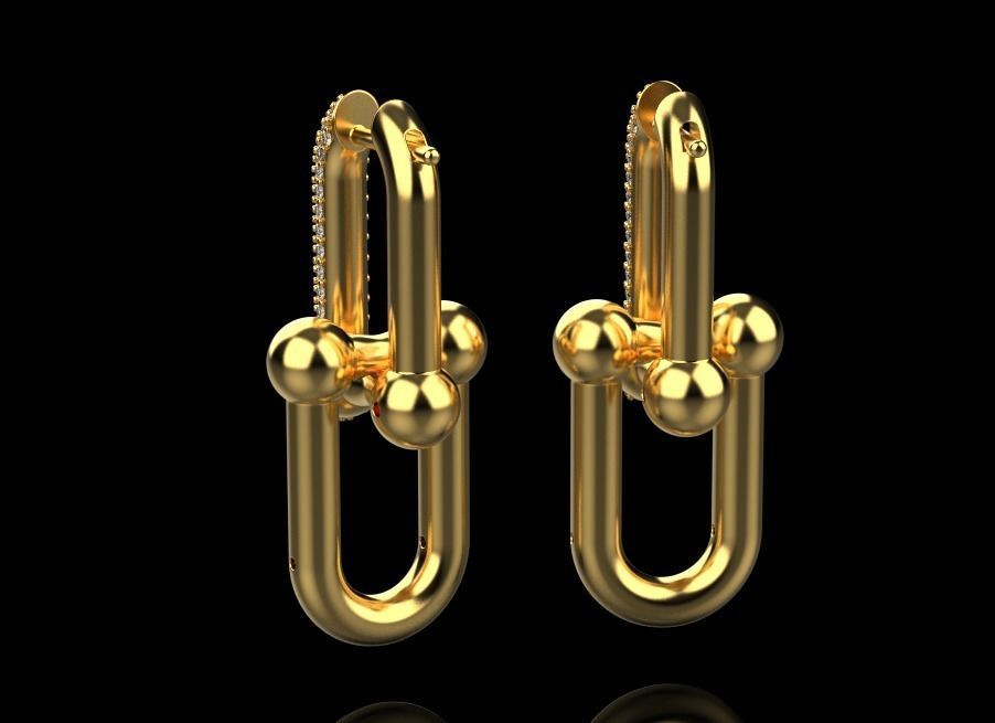 tiffany earrings with large links with bright diamonds 3D print model_10