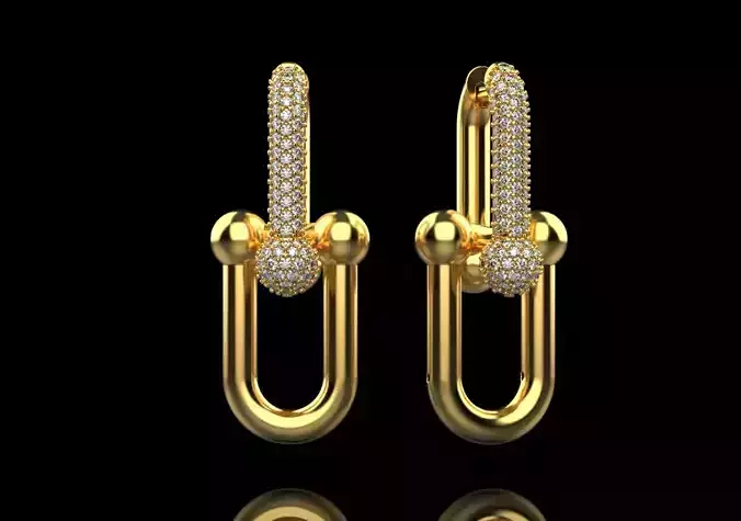 tiffany earrings with large links with bright diamonds 3D print model