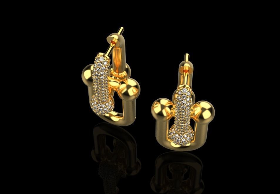 tiffany earrings with large links with bright diamonds 3D print model_14