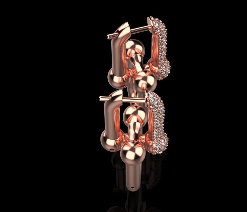 tiffany earrings with large links with bright diamonds 3D print model_22