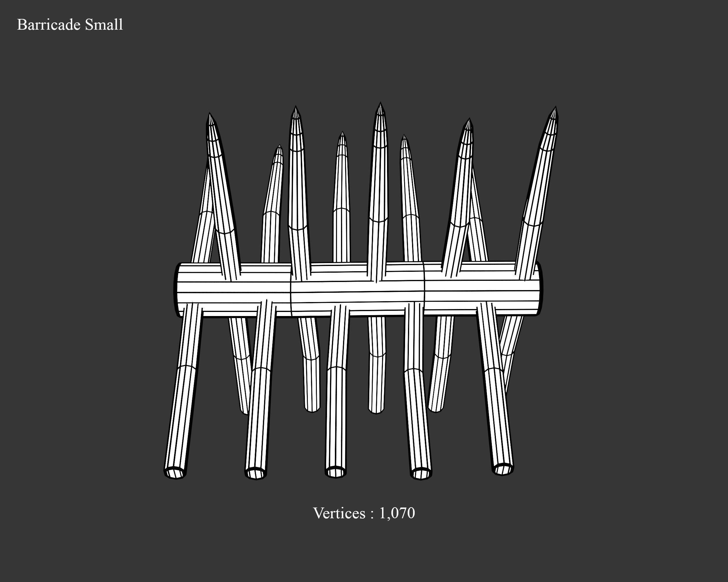 Medieval Defense Spike Barricades Low-poly 3D model_20
