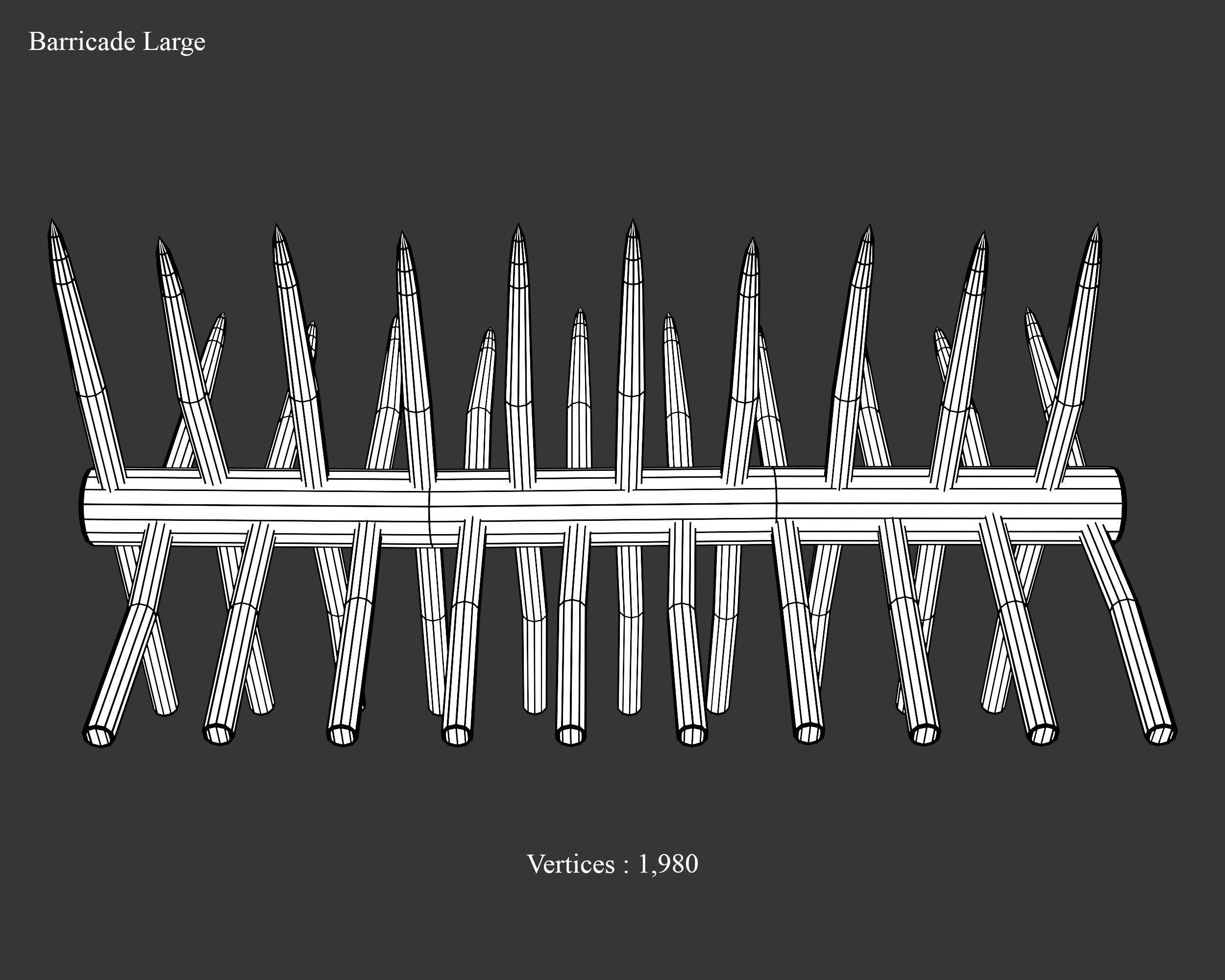 Medieval Defense Spike Barricades Low-poly 3D model_8