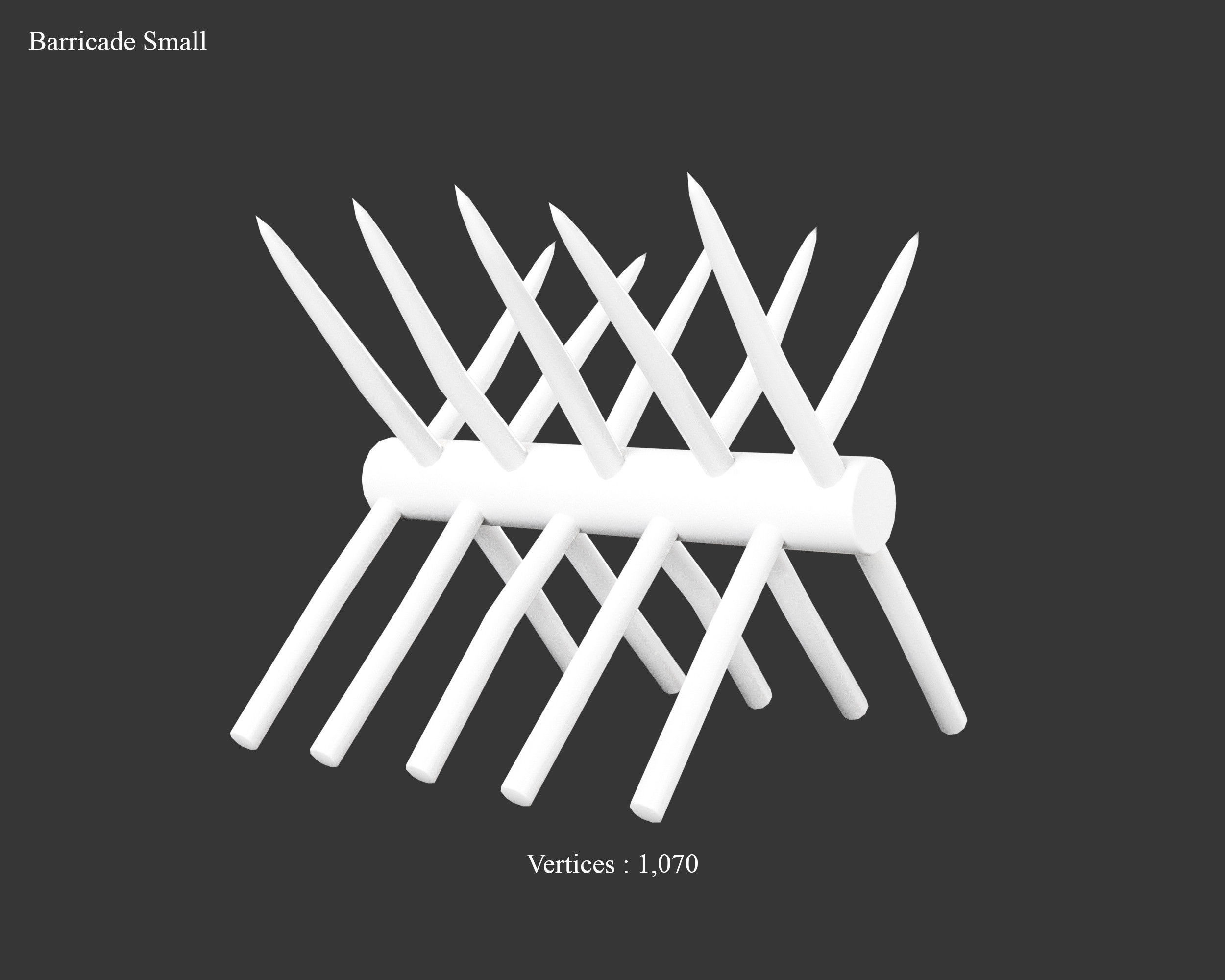 Medieval Defense Spike Barricades Low-poly 3D model_16