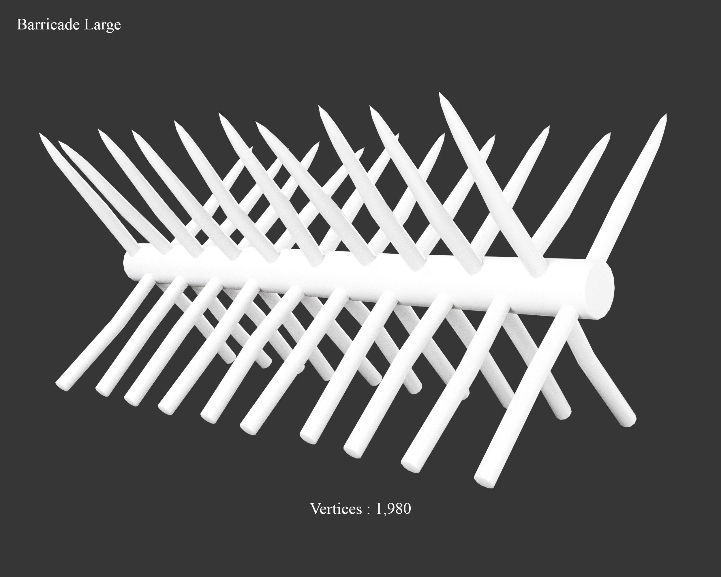 Medieval Defense Spike Barricades Low-poly 3D model_4