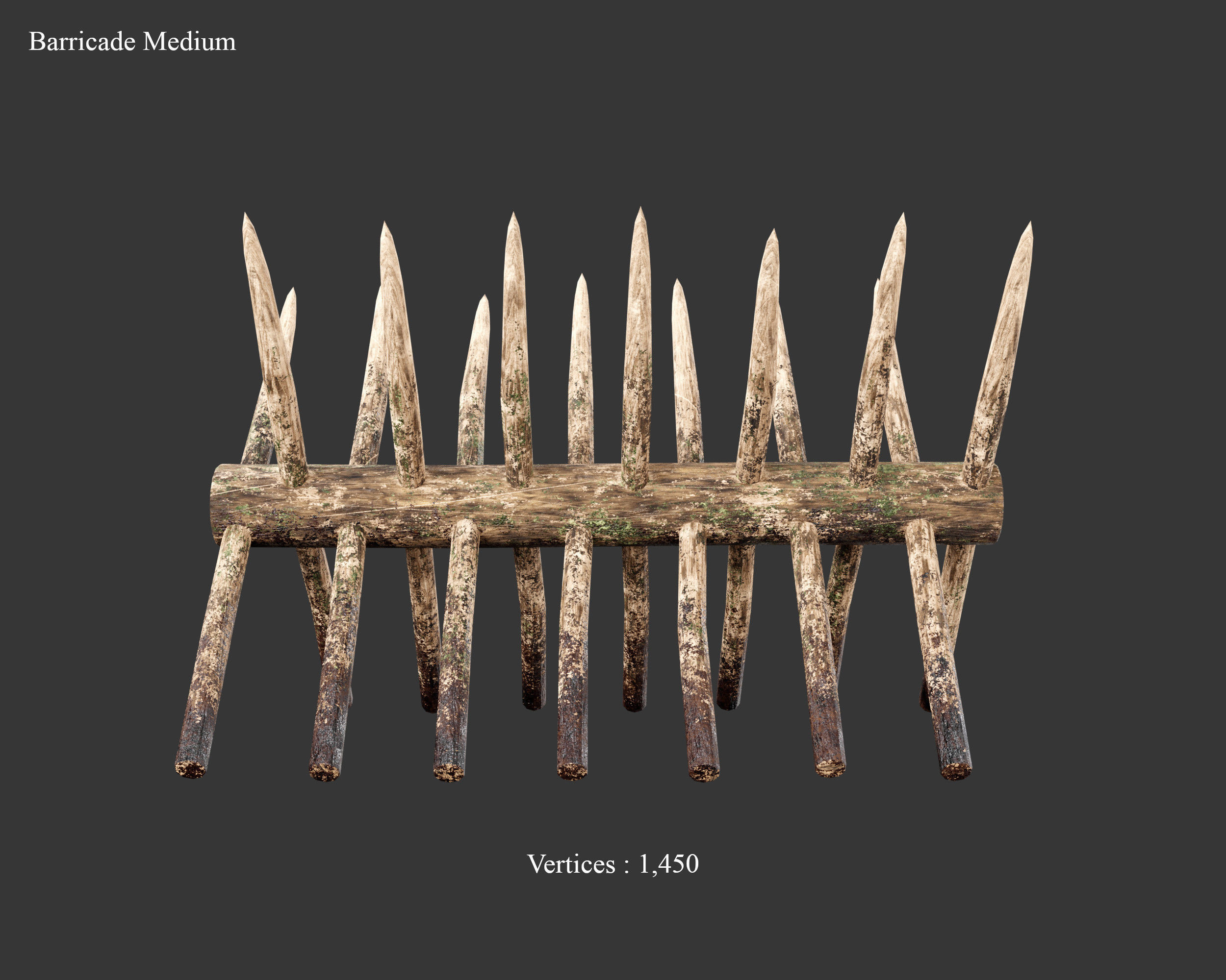 Medieval Defense Spike Barricades Low-poly 3D model_12