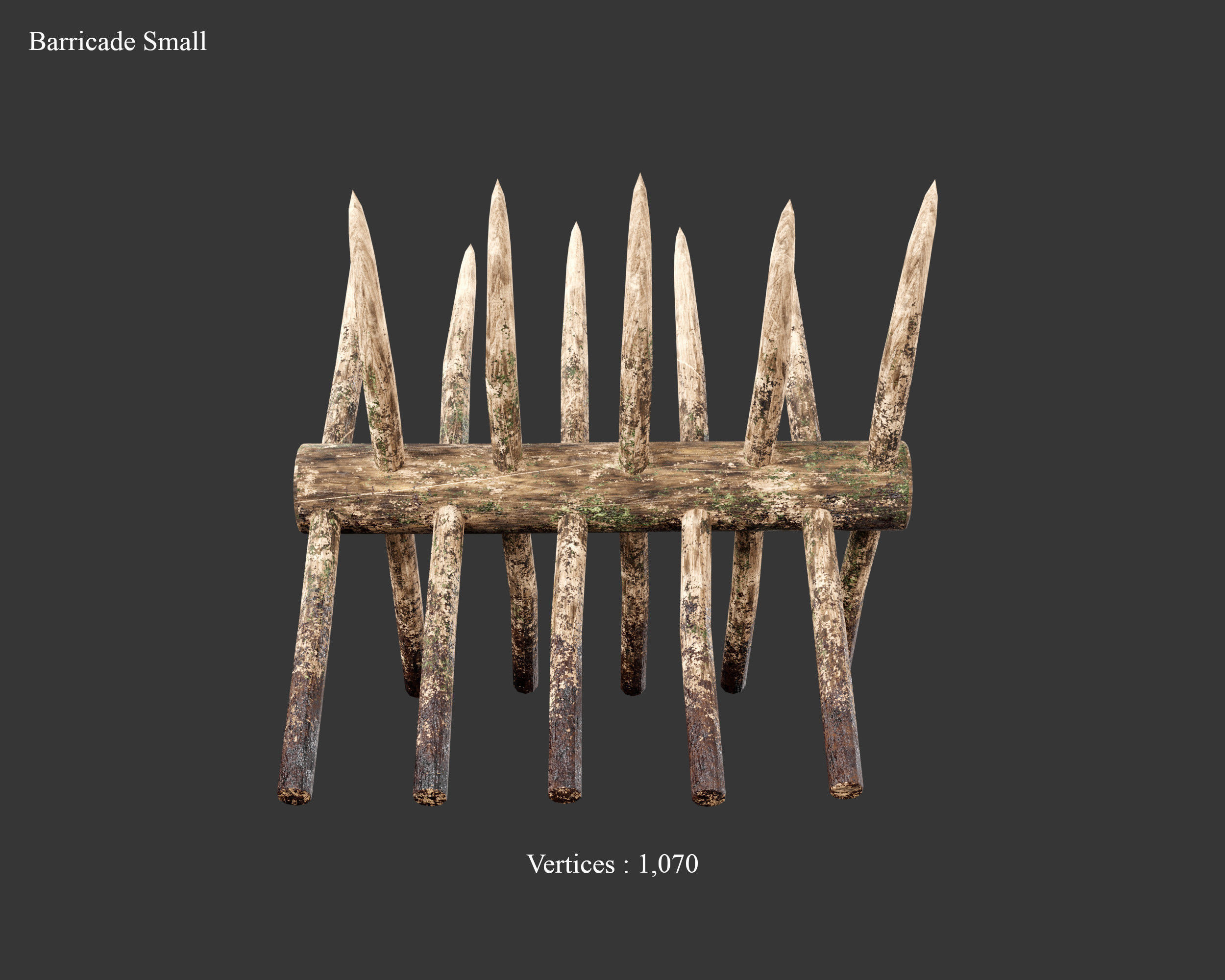 Medieval Defense Spike Barricades Low-poly 3D model_18