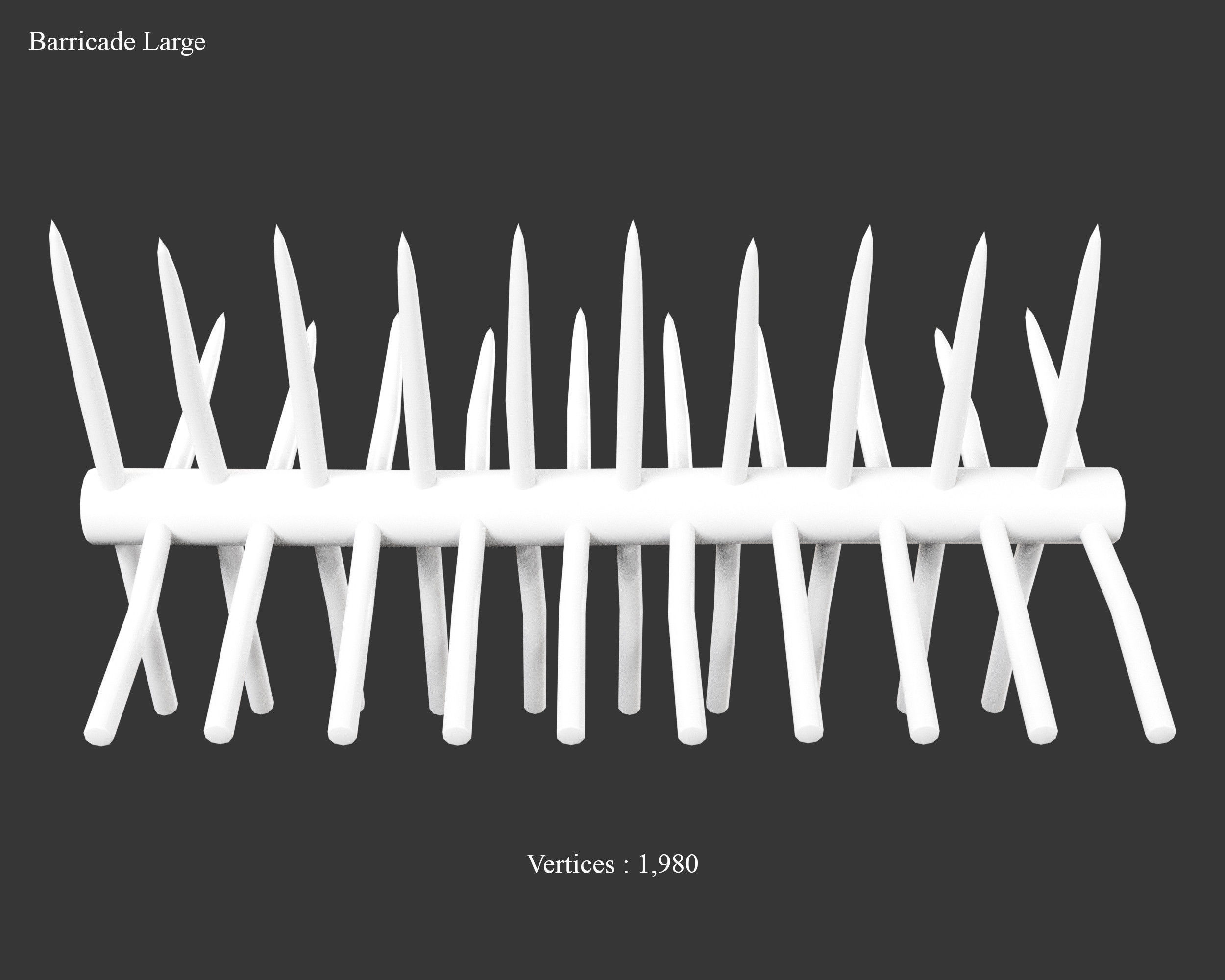 Medieval Defense Spike Barricades Low-poly 3D model_7
