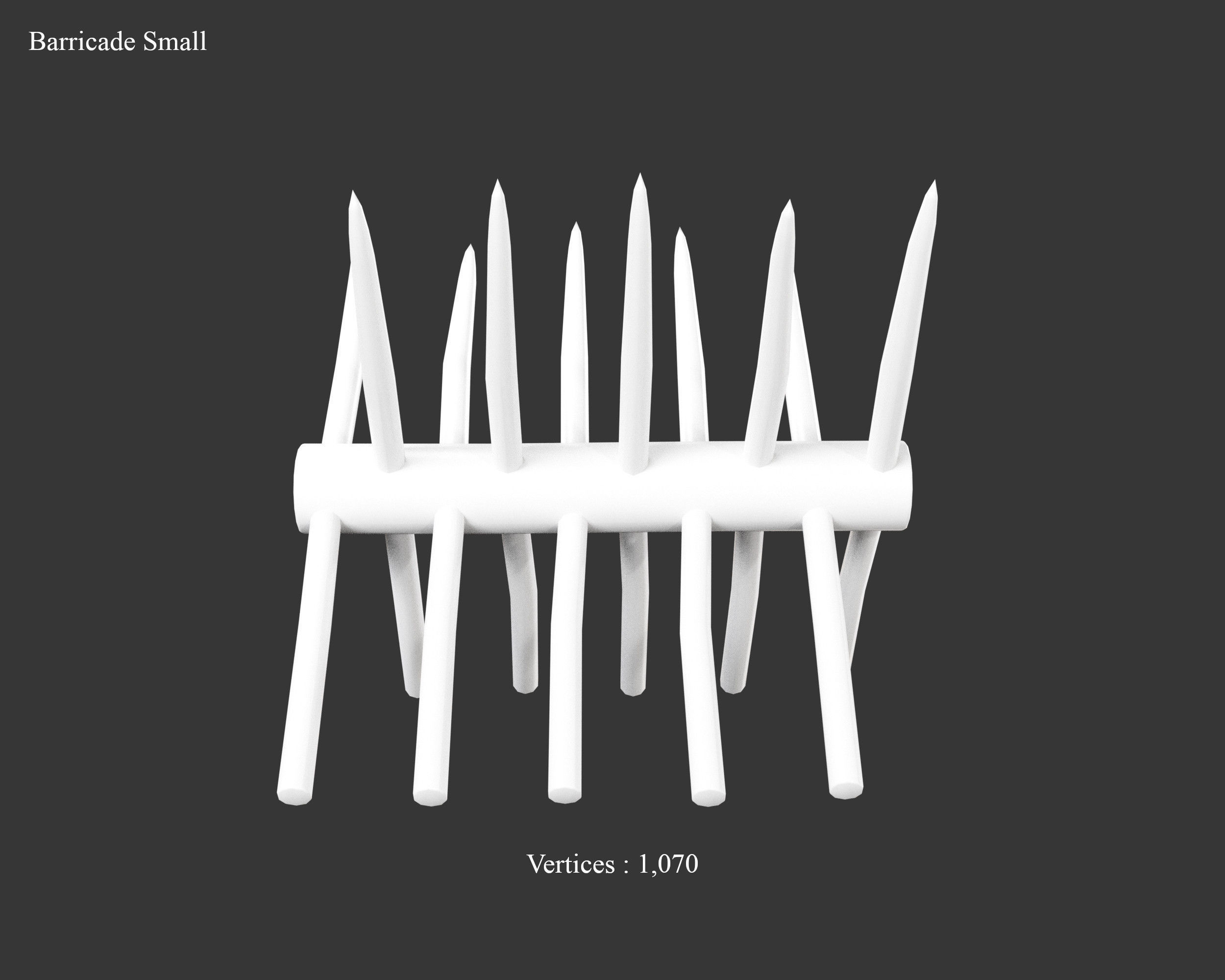 Medieval Defense Spike Barricades Low-poly 3D model_19