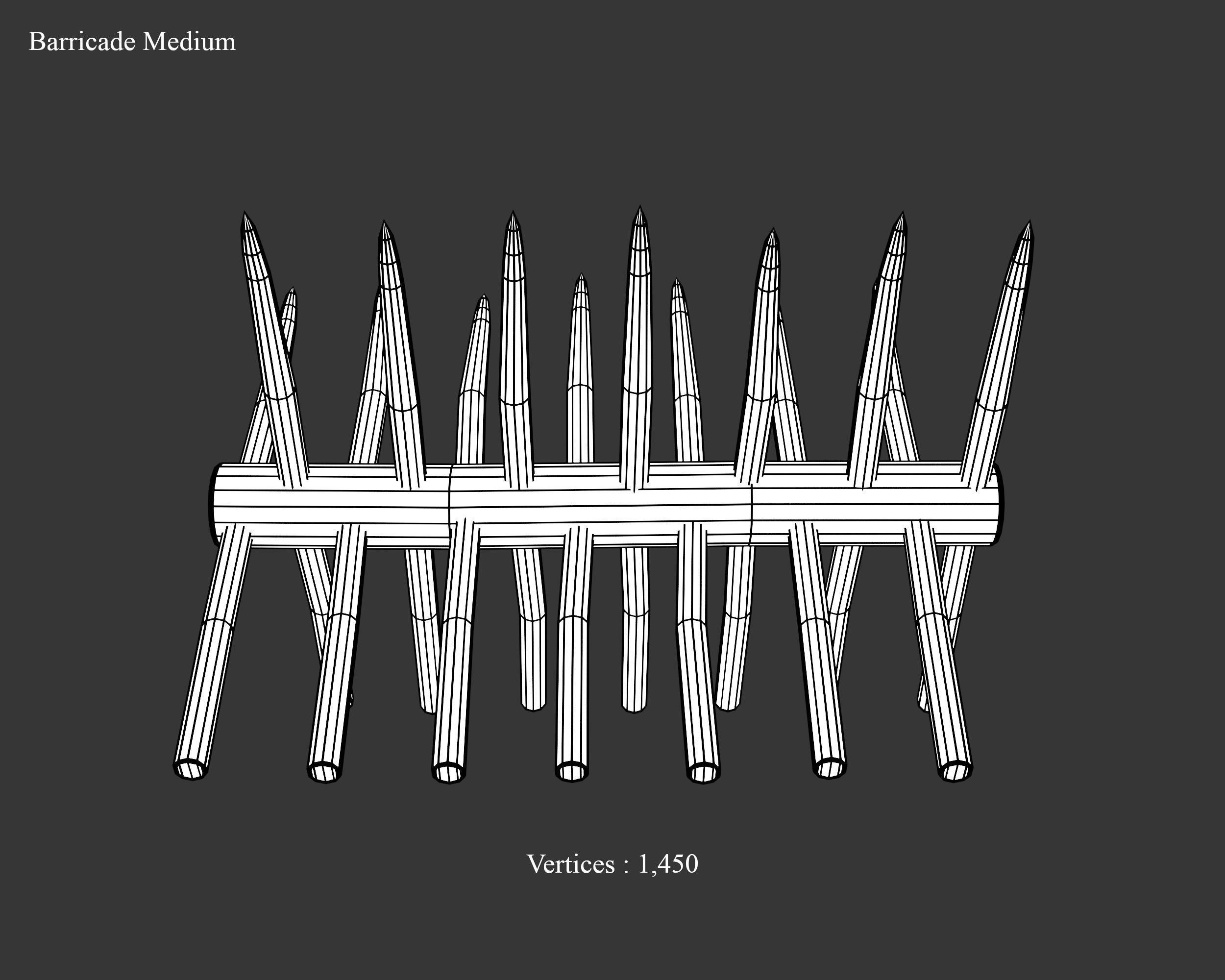 Medieval Defense Spike Barricades Low-poly 3D model_14