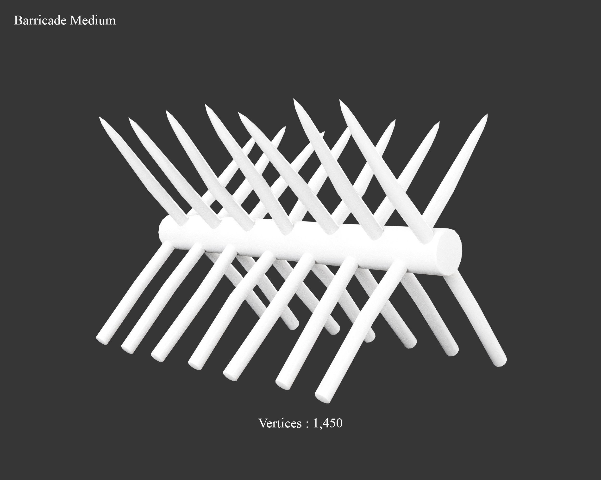 Medieval Defense Spike Barricades Low-poly 3D model_10