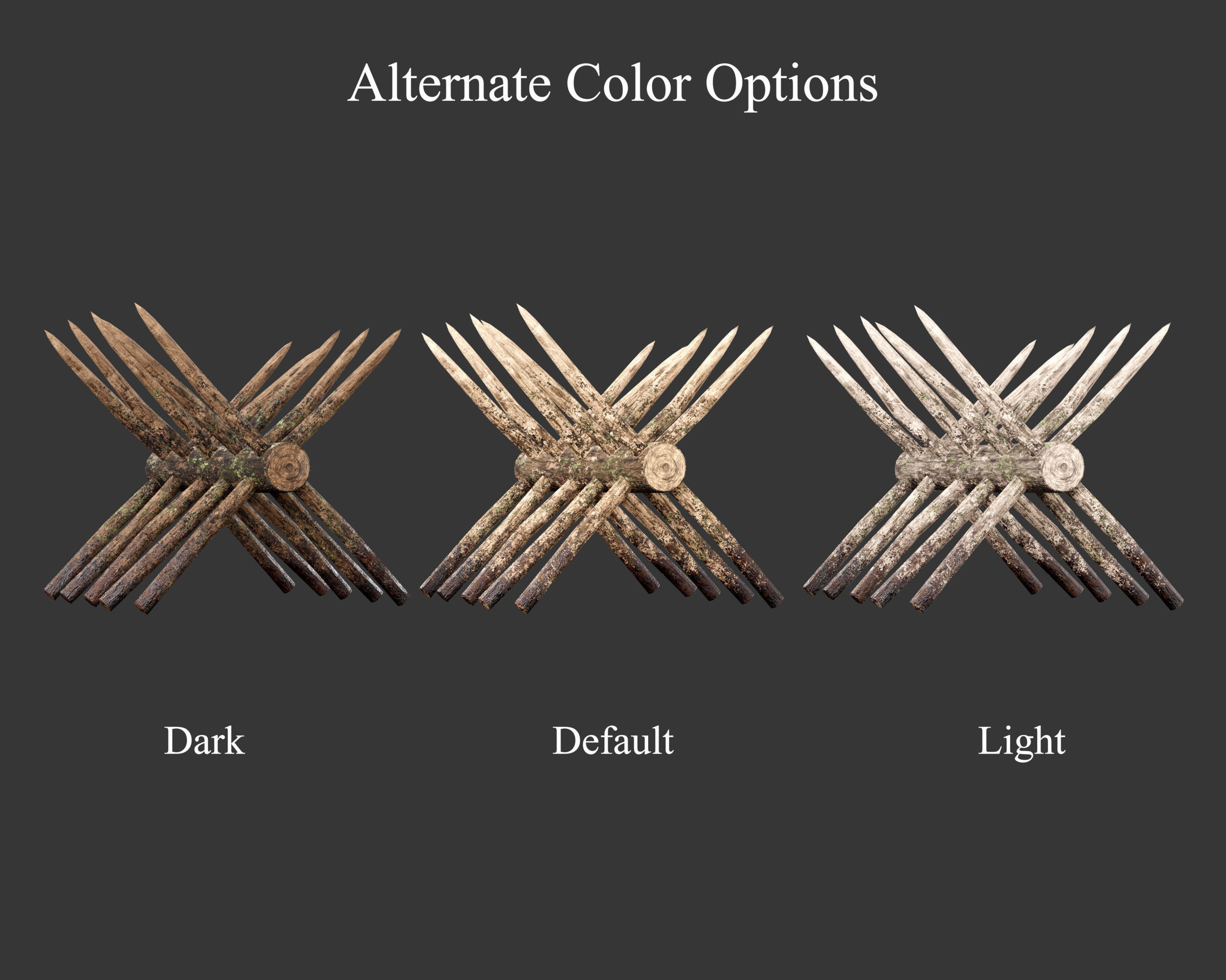 Medieval Defense Spike Barricades Low-poly 3D model_2