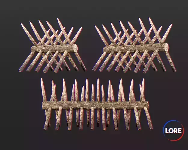 Medieval Defense Spike Barricades Low-poly 3D model