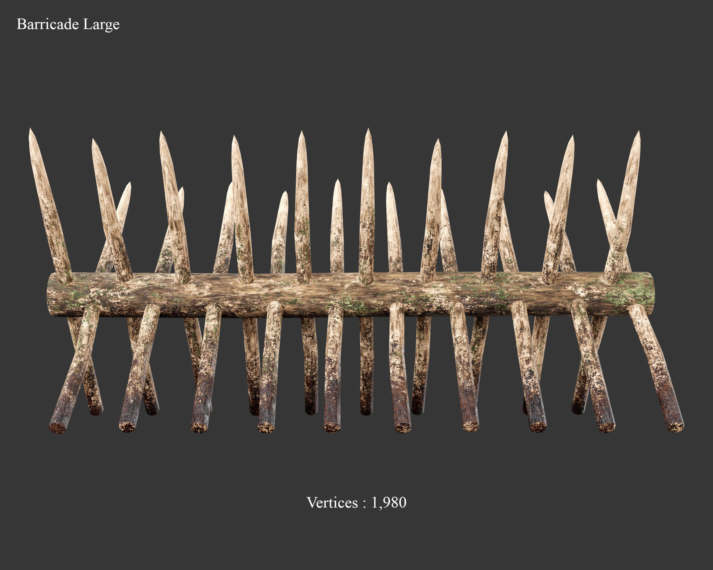 Medieval Defense Spike Barricades Low-poly 3D model_6