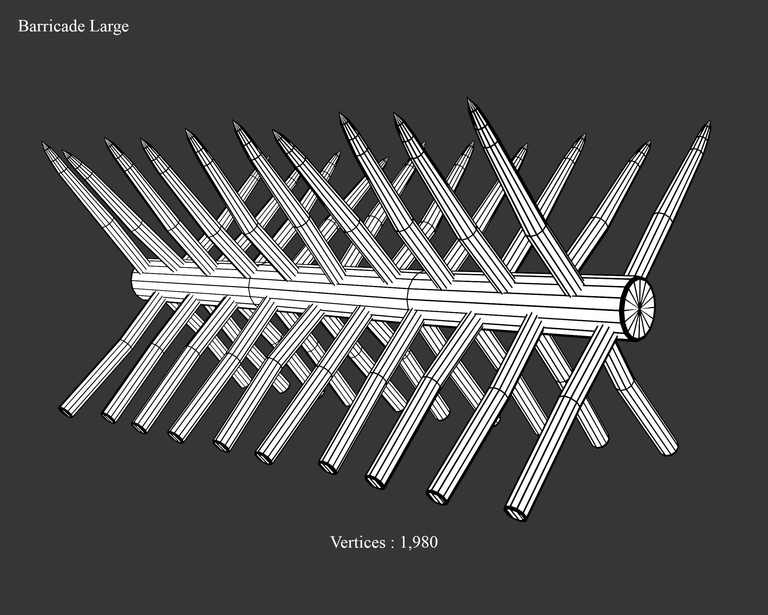 Medieval Defense Spike Barricades Low-poly 3D model_5