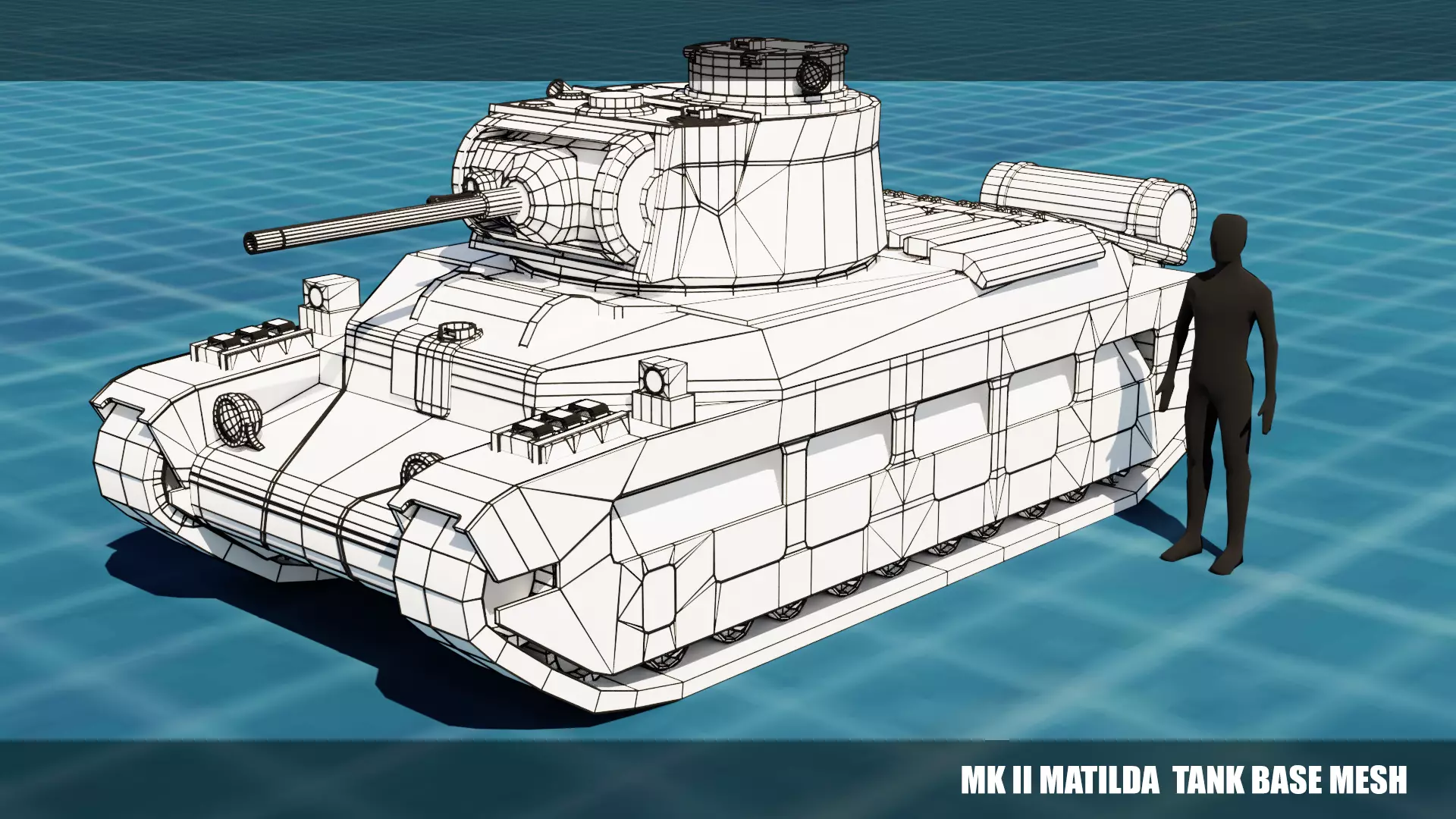MK II Matilda Tank Base Mesh Low-poly 3D model_0