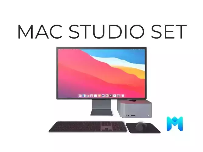 2022 Max studio computer pack game assets Low-poly 3D model