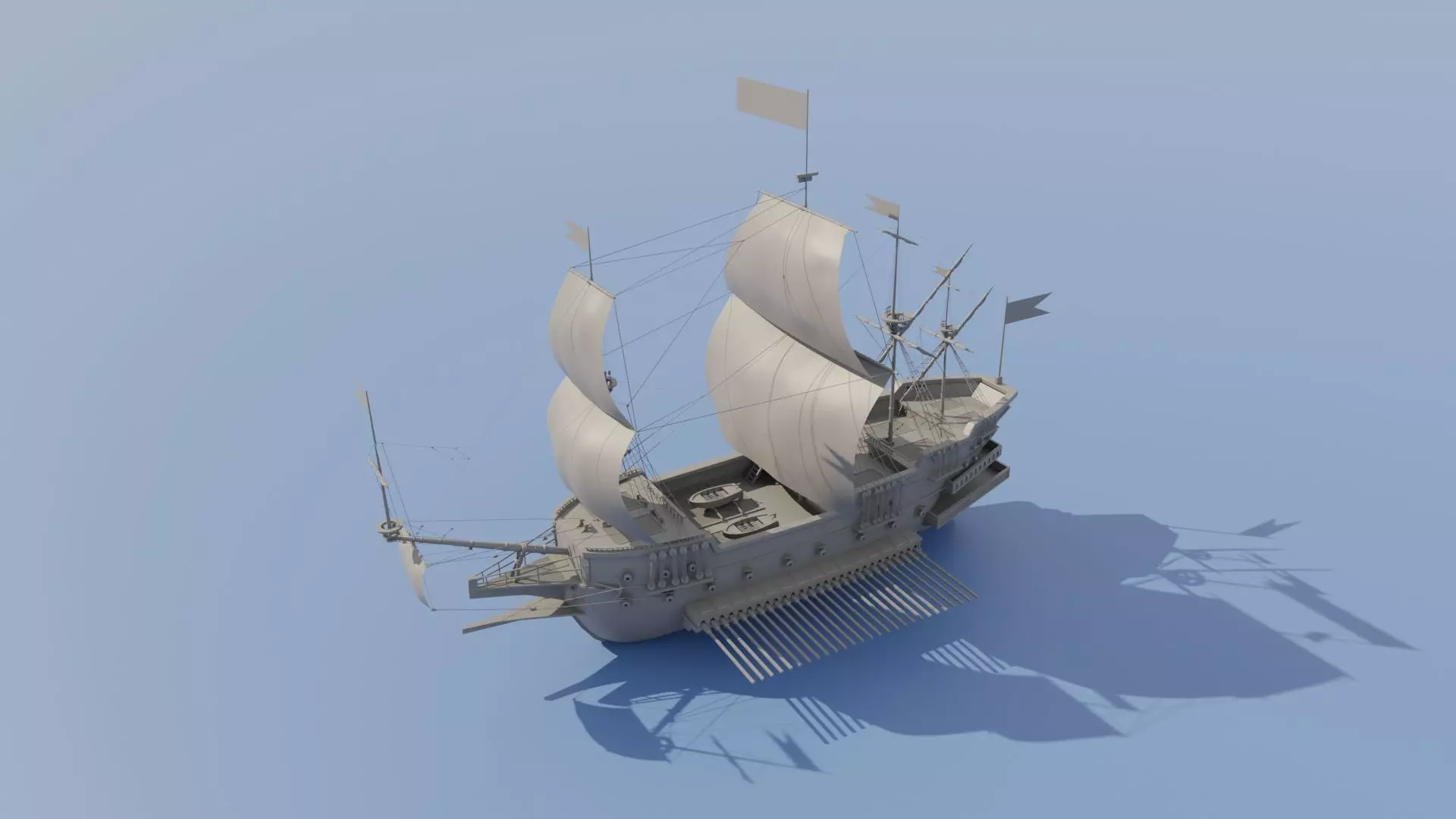 Galleon Ship 3D model_0