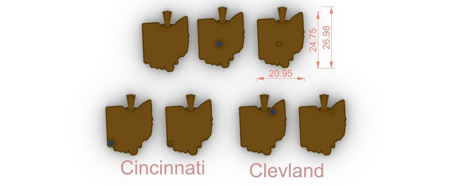 US State Flag Pendants - Ohio 3D print model_4