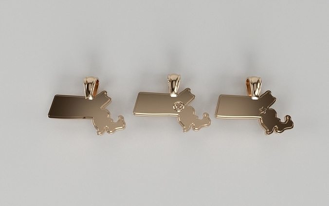 US State Flag Pendants - Massachusetts 3D print model
