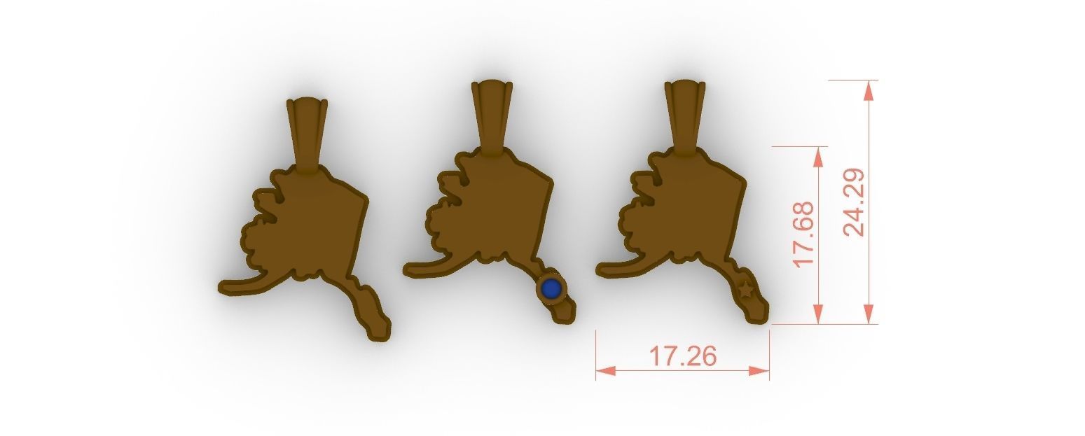 US State Flag Pendants - Alaska 3D print model_2