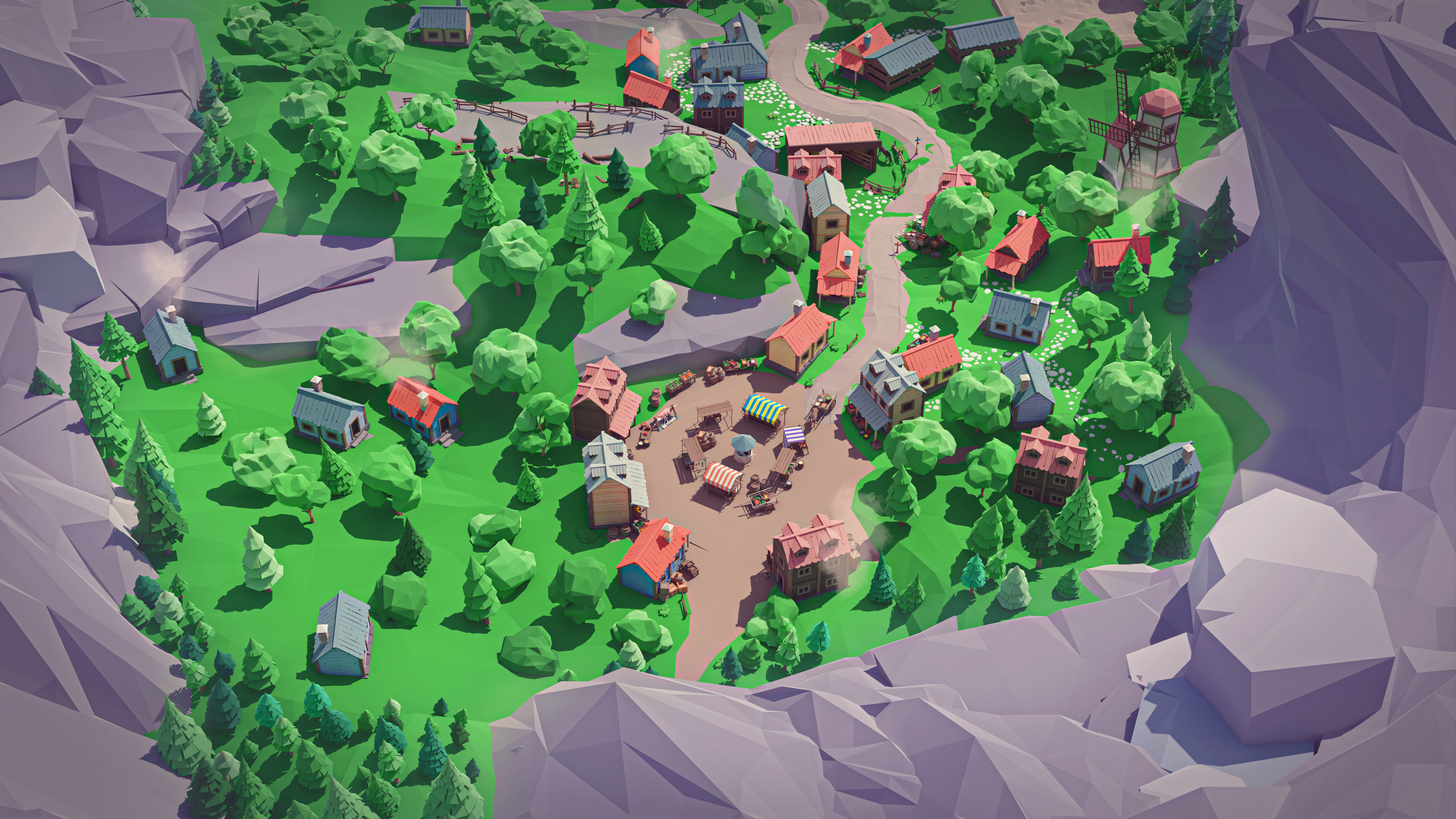 Village Low-poly 3D model_9